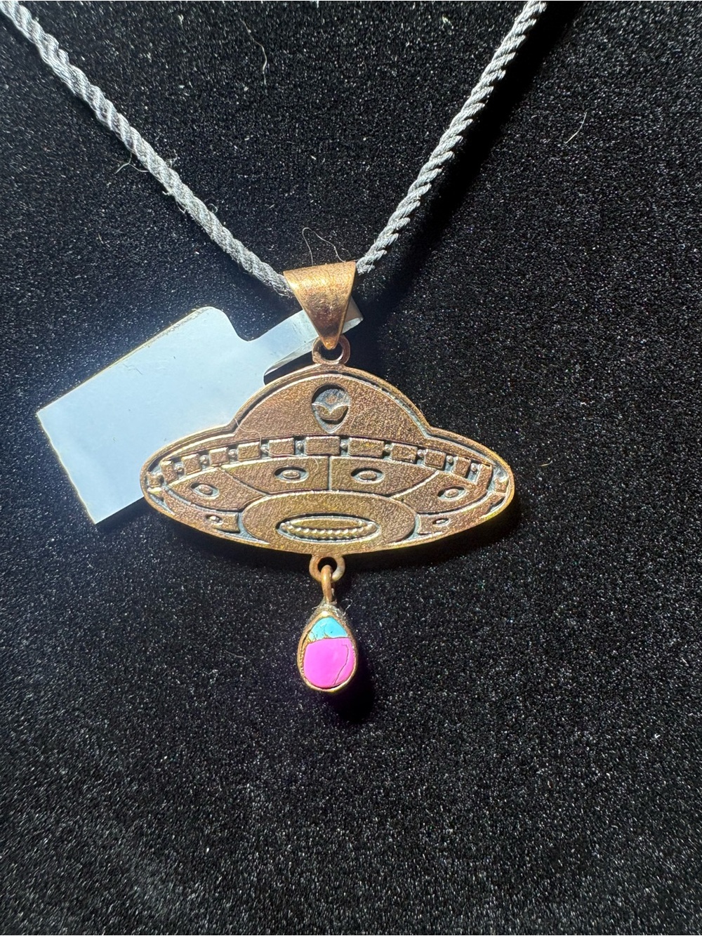 UFO Copper Pendant With Cotton Candy Stone
